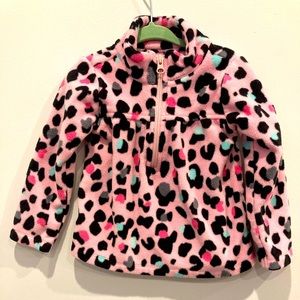The children’s place Fleece half zip sweater pink leopard